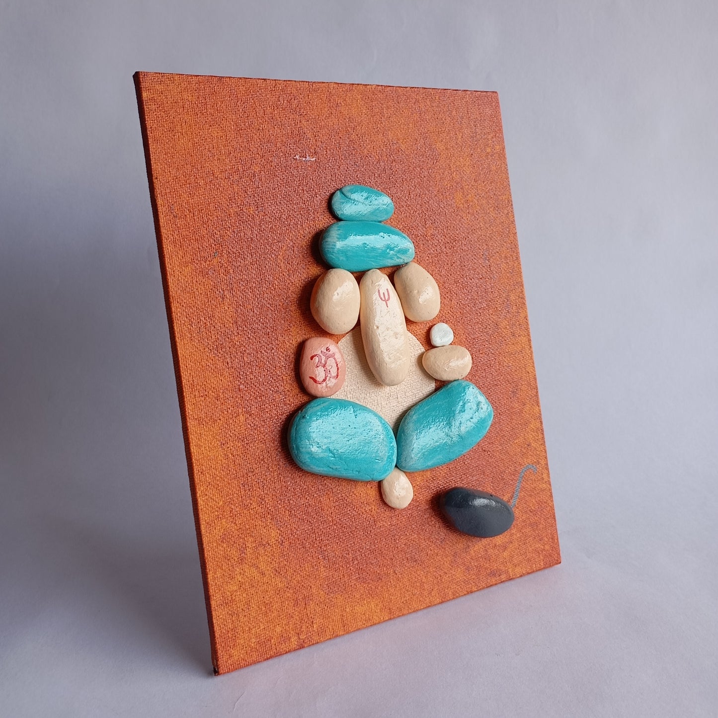 Lord Ganesha Red Pebbles Vertical Art