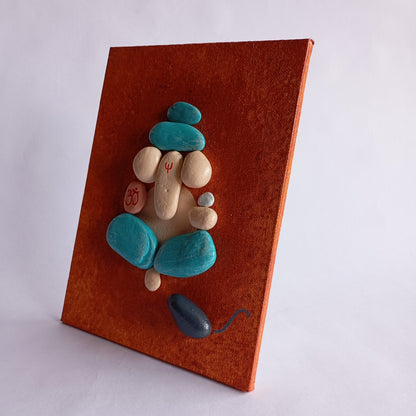 Lord Ganesha Red Pebbles Vertical Art