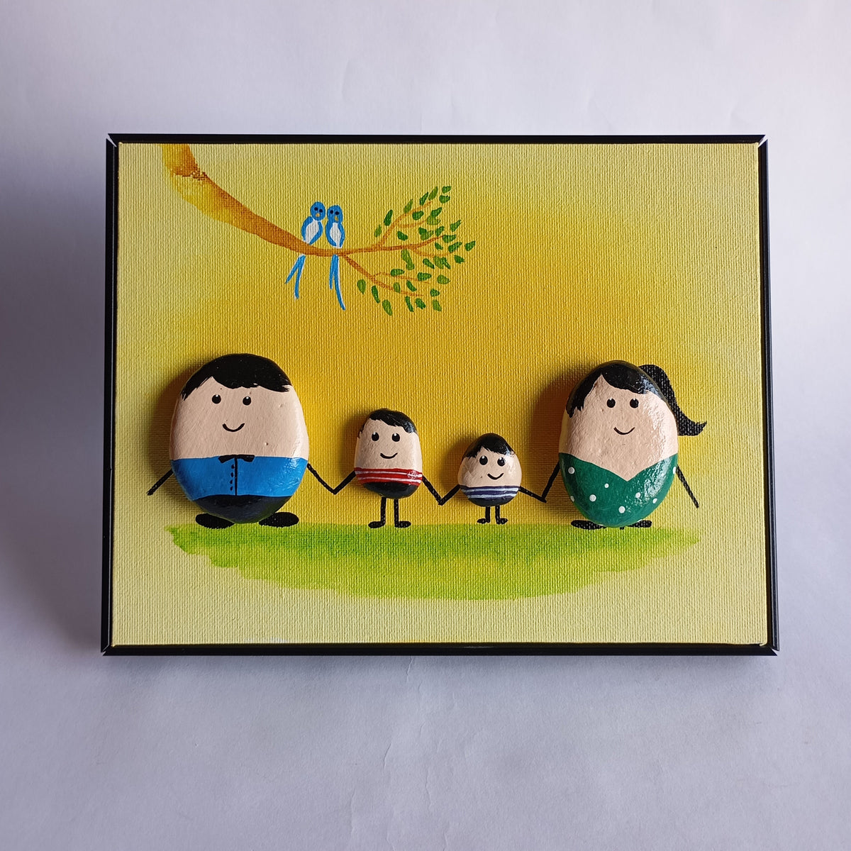 Family (Two Boys) Pebbles Big Art Frame | 100% Handcrafted