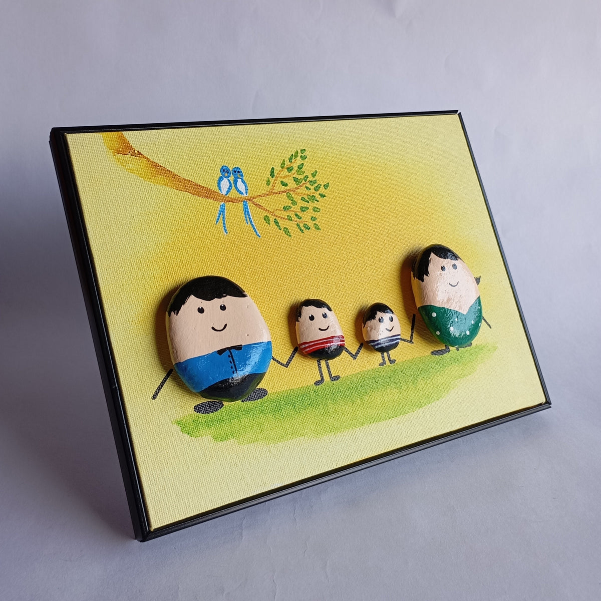 Family (Two Boys) Pebbles Big Art Frame | 100% Handcrafted