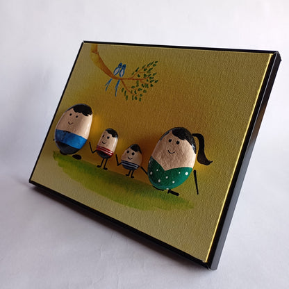 Family (Two Boys) Pebbles Big Art Frame | 100% Handcrafted