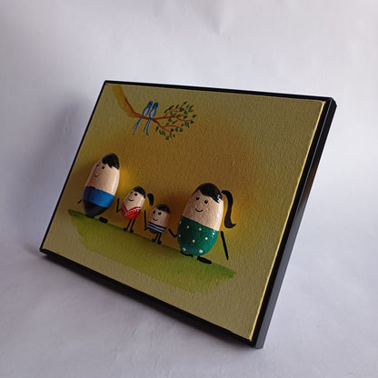 Family (Big Sister & Little Brother) Pebbles Big Art Frame | 100% Handcrafted