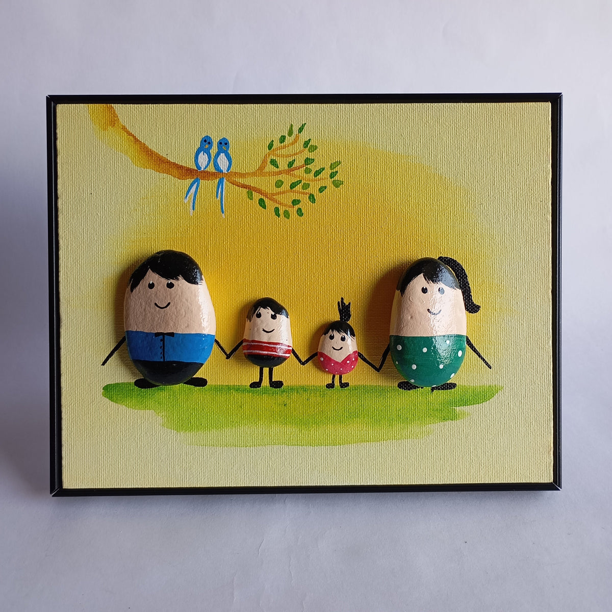 Family (Big Brother & Little Sister) Pebbles Big Art Frame | 100% Handcrafted