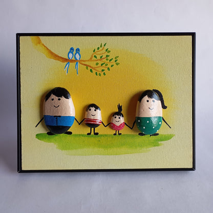 Family (Big Brother & Little Sister) Pebbles Big Art Frame | 100% Handcrafted