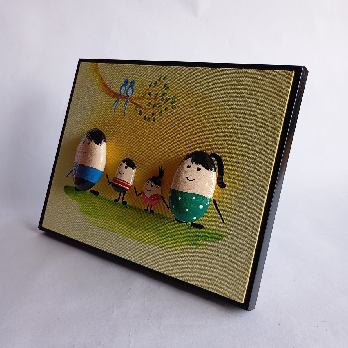 Family (Big Brother & Little Sister) Pebbles Big Art Frame | 100% Handcrafted