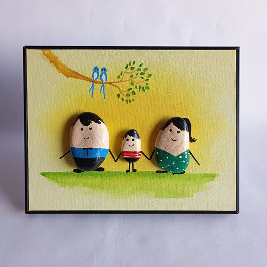 Family (Boy) Pebbles Art Big Frame