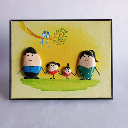 Family (Two Girls) Pebbles Art Frame | 100% Handcrafted