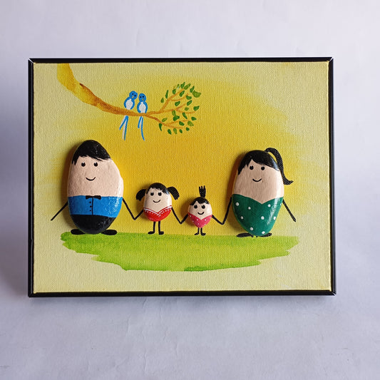 Family (Two Girls) Pebbles Art Frame