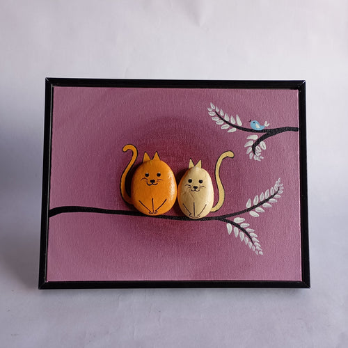 Cat Pebbles Art Frame | 100% Handcrafted