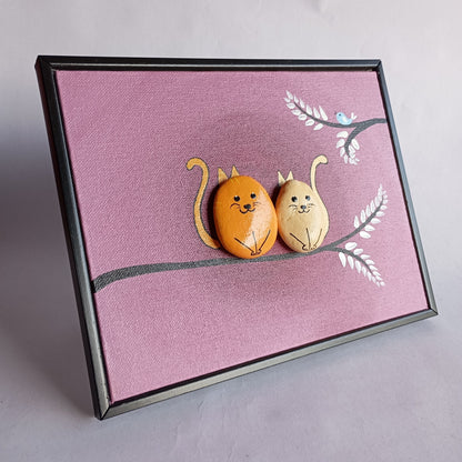 Cat Pebbles Art Frame | 100% Handcrafted