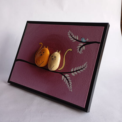Cat Pebbles Art Frame | 100% Handcrafted