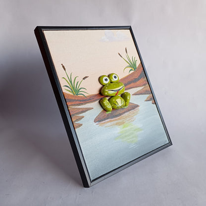 Froggy Pebbles Art Vertical Frame | 100% Handcrafted