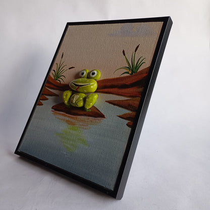 Froggy Pebbles Art Vertical Frame | 100% Handcrafted