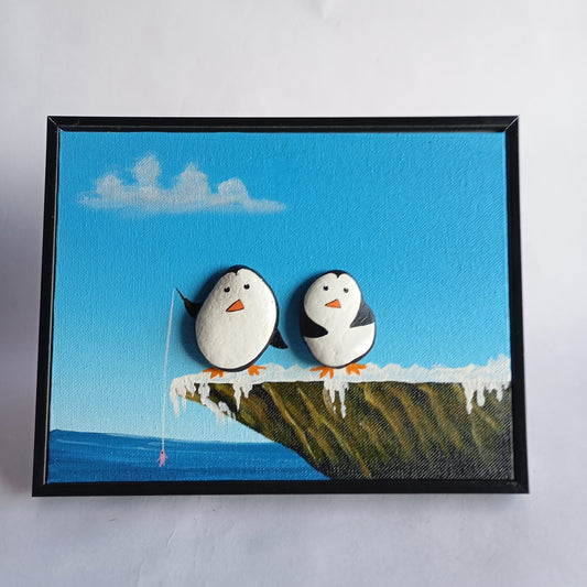 Penguin Pebbles Art Frame