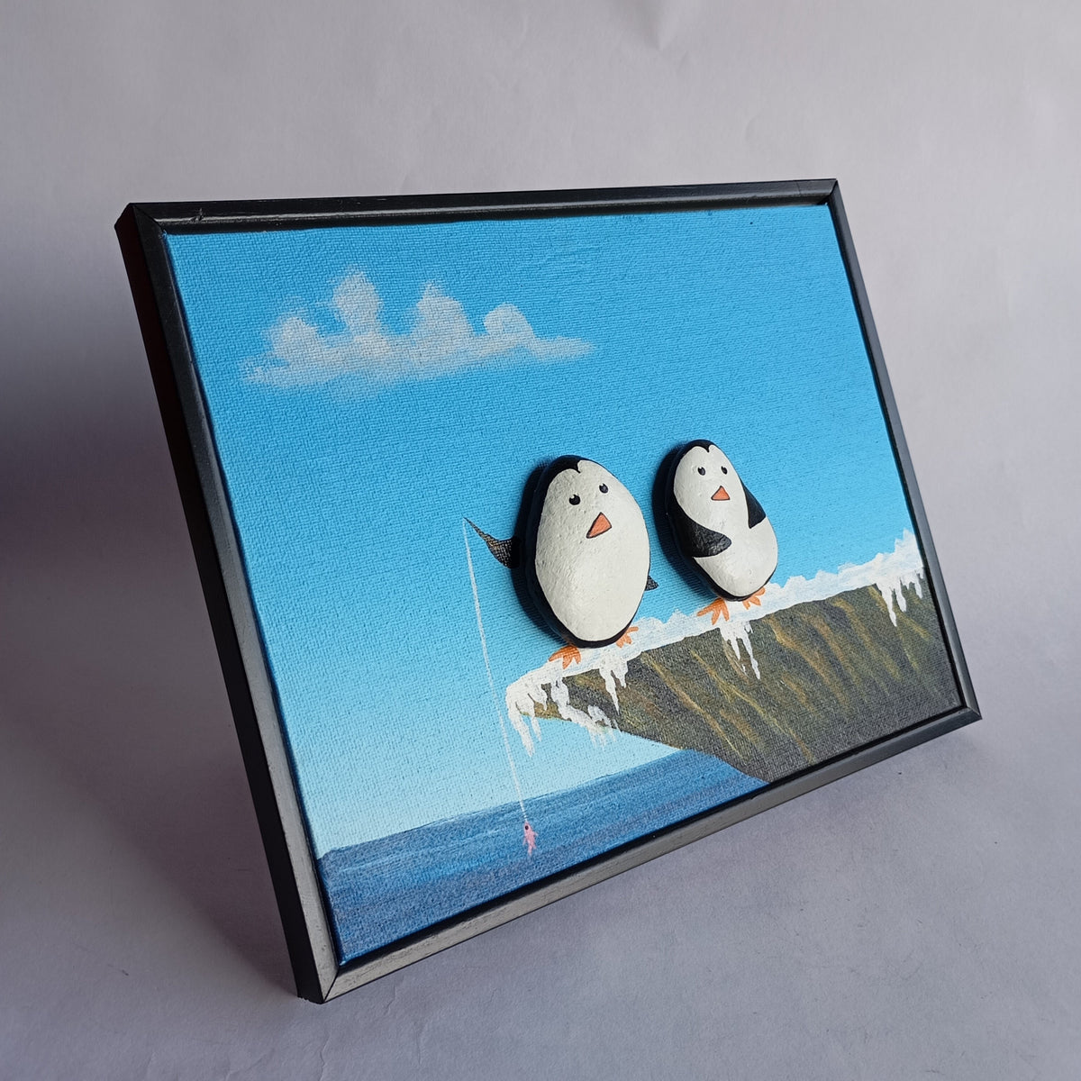 Penguin Pebbles Art Frame | 100% Handcrafted