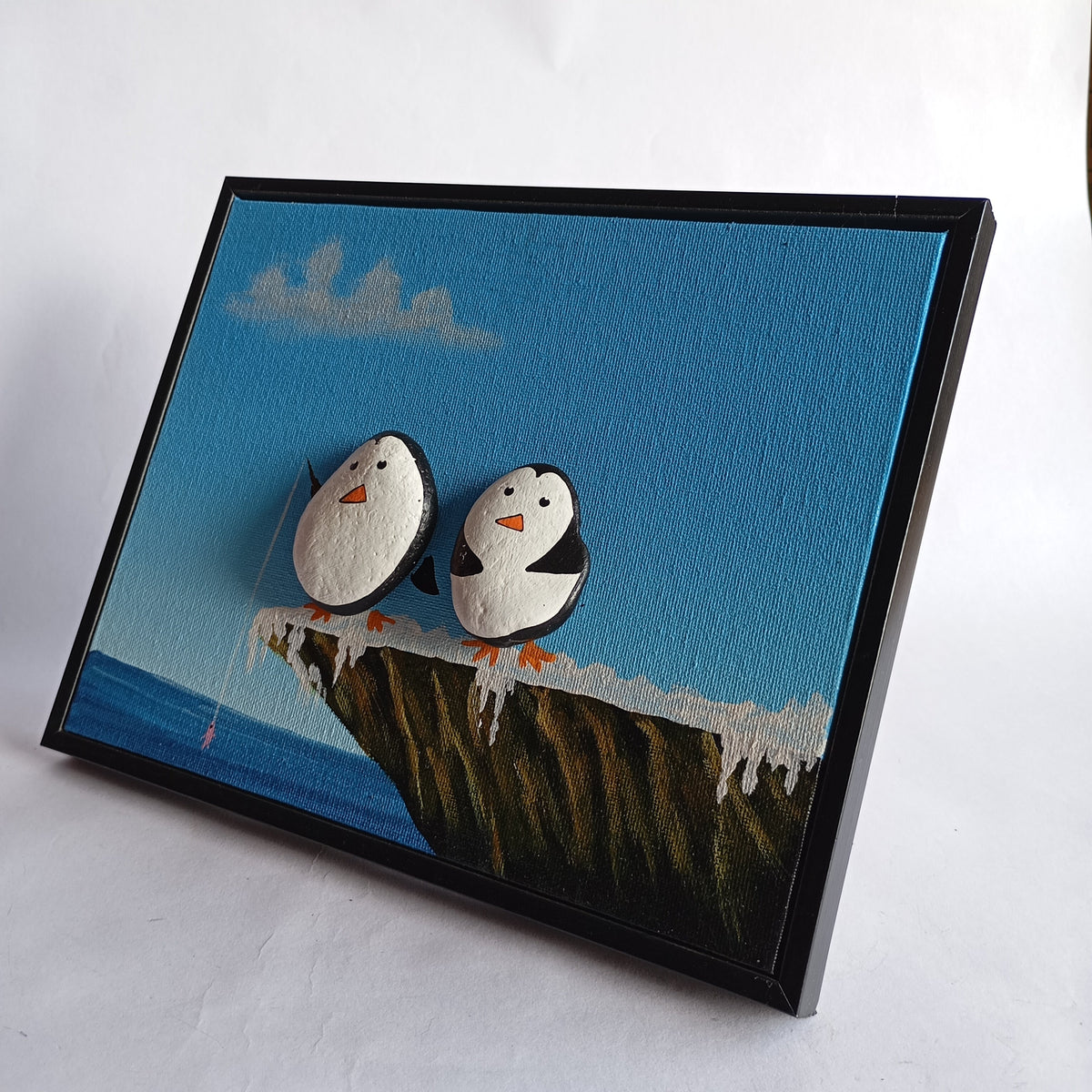 Penguin Pebbles Art Frame | 100% Handcrafted