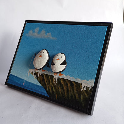 Penguin Pebbles Art Frame | 100% Handcrafted