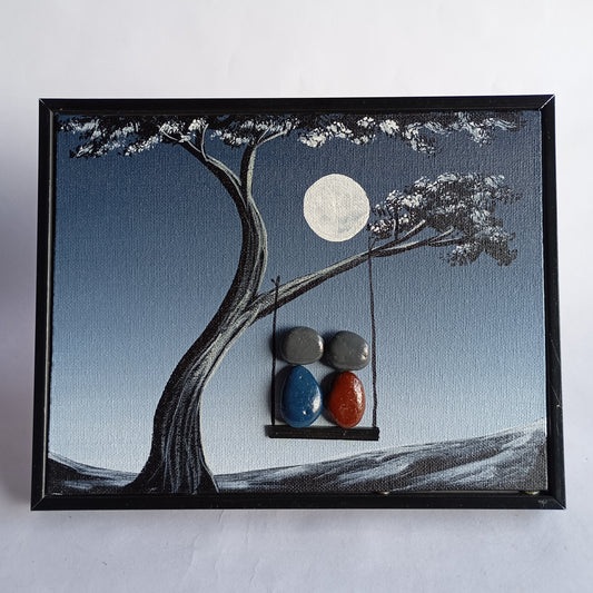 Moonlight Couple in Zula Pebbles Art Frame