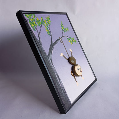 Monkey Pebbles Art Vertical Frame | 100% Handcrafted