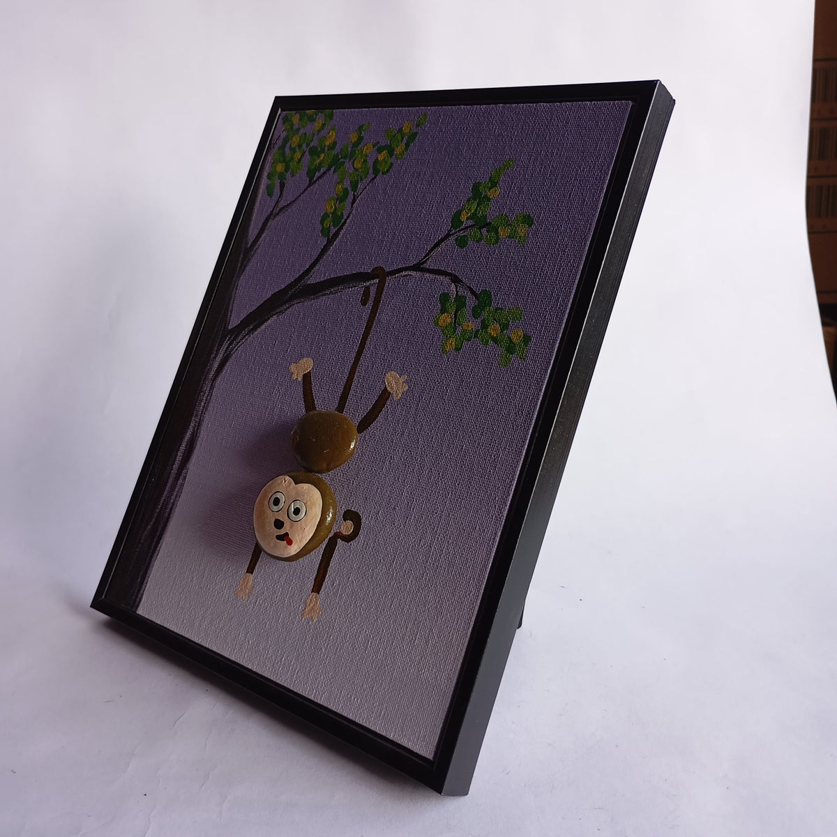 Monkey Pebbles Art Vertical Frame | 100% Handcrafted