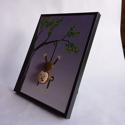 Monkey Pebbles Art Vertical Frame | 100% Handcrafted