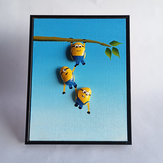 Minion Pebbles Art Vertical Frame