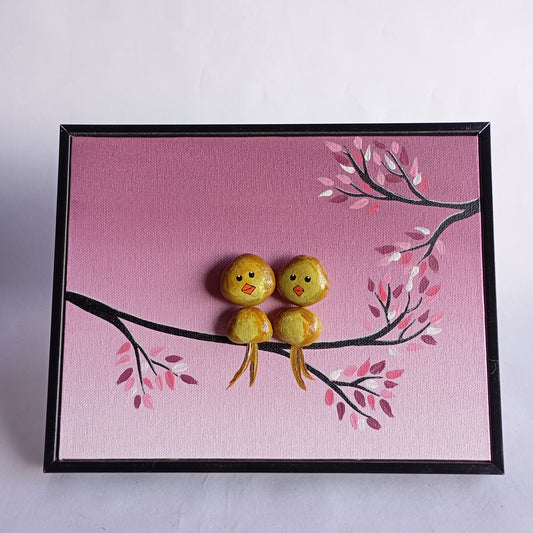 Love birds Pebbles Art Frame