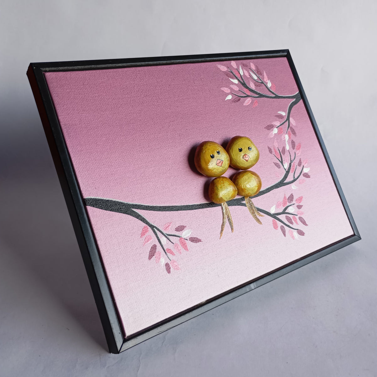 Love birds Pebbles Art Frame | 100% Handcrafted
