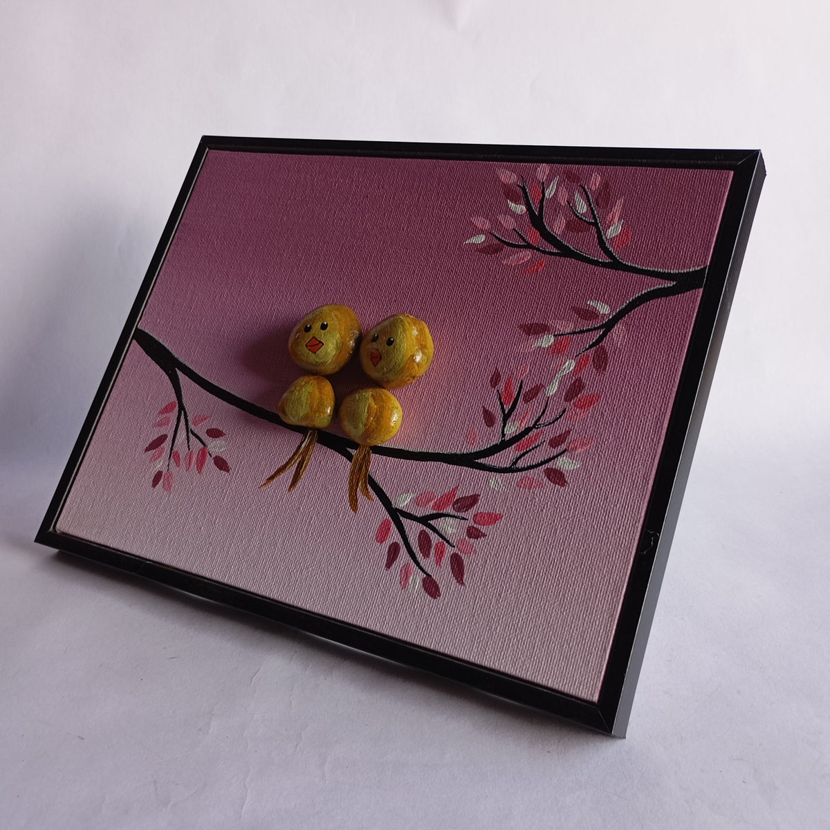 Love birds Pebbles Art Frame | 100% Handcrafted