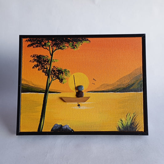 Boat Pebbles Art Frame