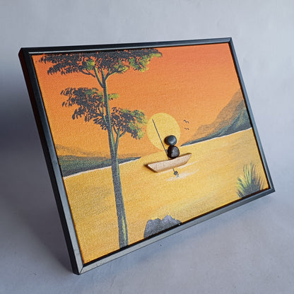 Boat Pebbles Art Frame
