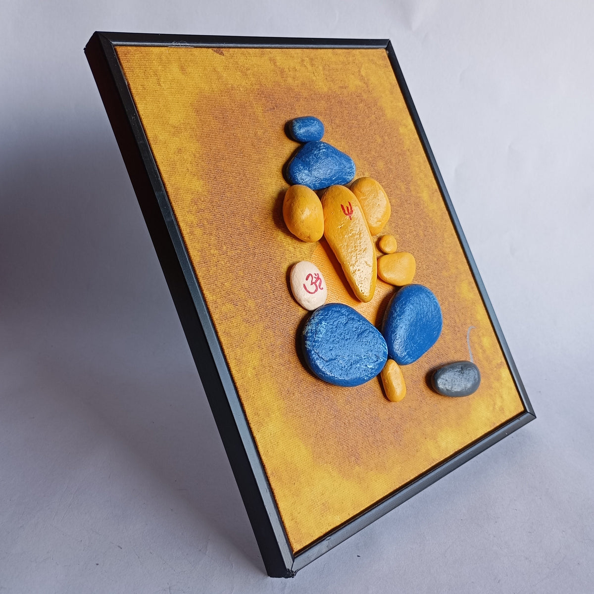 Lord Ganesha Pebbles Art Frame | 100% Handcrafted