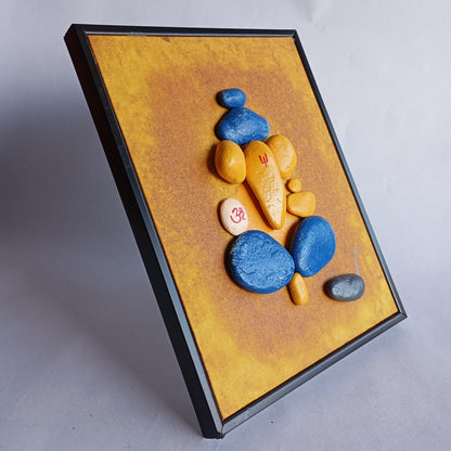 Lord Ganesha Pebbles Art Frame | 100% Handcrafted