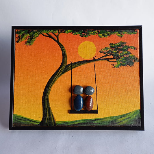 Sunset Pebbles Art Frame