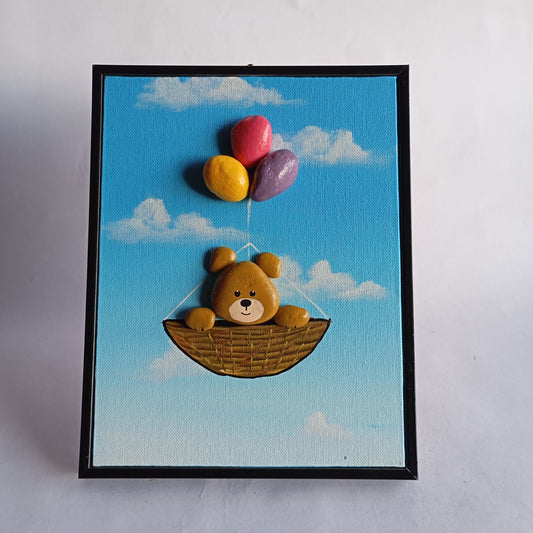 Bear Pebbles Art Vertical Frame
