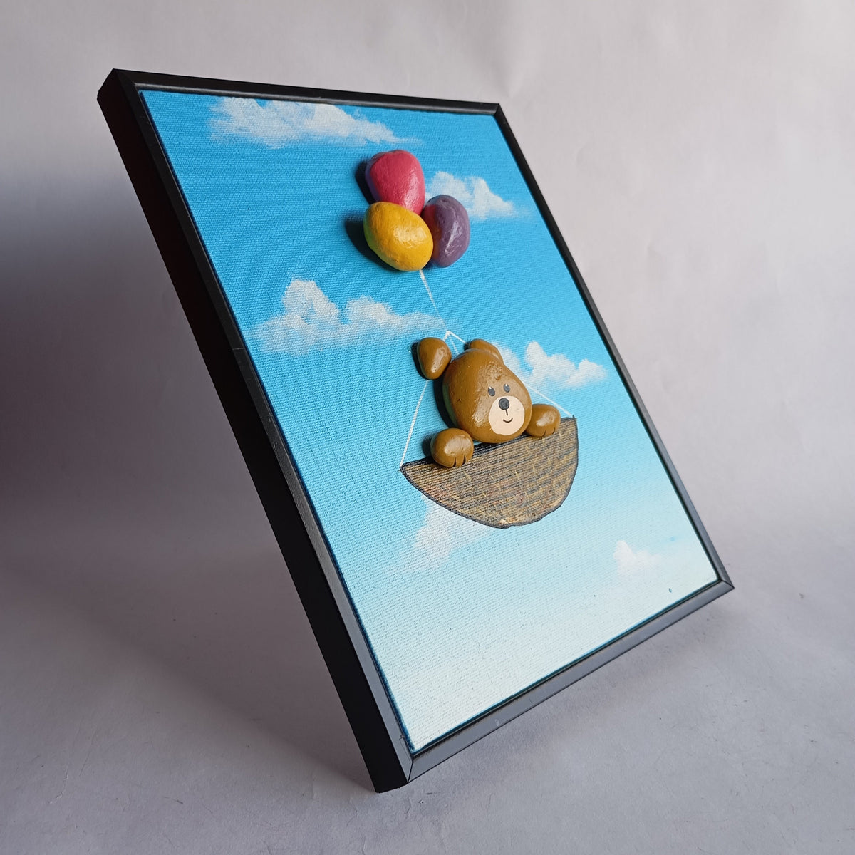 Bear Pebbles Art Vertical Frame | 100% Handcrafted